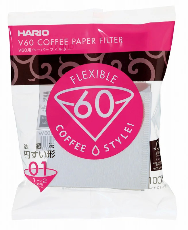 Паперові фільтри для пуровера Hario білого кольору 01 Hario 100 шт